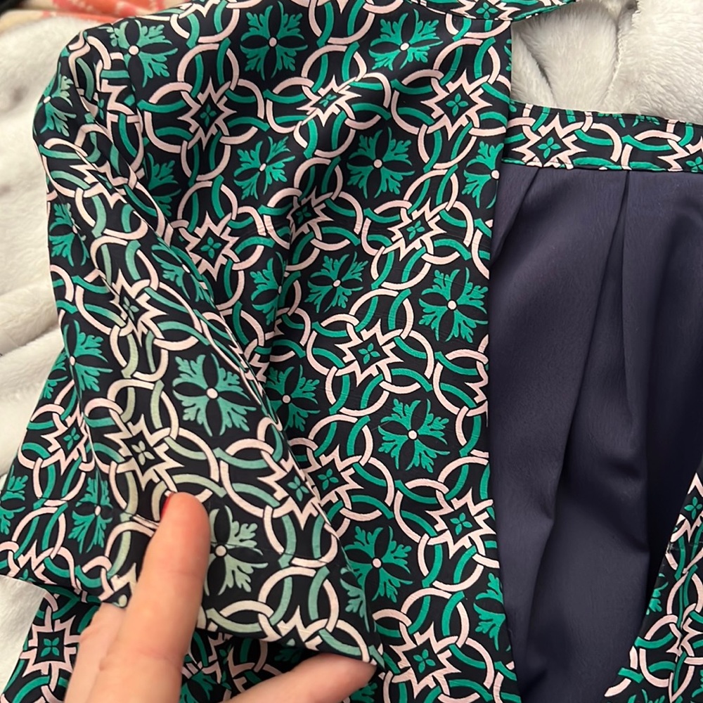 J. Crew Silk Geometric Print Open Back Shift Mini Dress Sz.6 business casual - Picture 14 of 16
